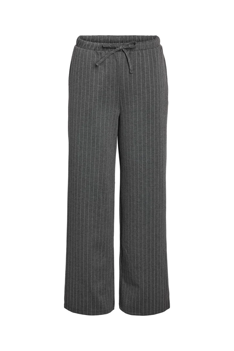 Noisy May - Nmmiel Nw Pinstripe Wide Pants Fwd - 4819975 Dark Grey Melange Bw Pinstripes