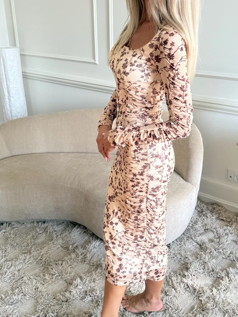 BYIC x Molly&My - Roseic Mesh Dress A23989 - Brown Flower Print