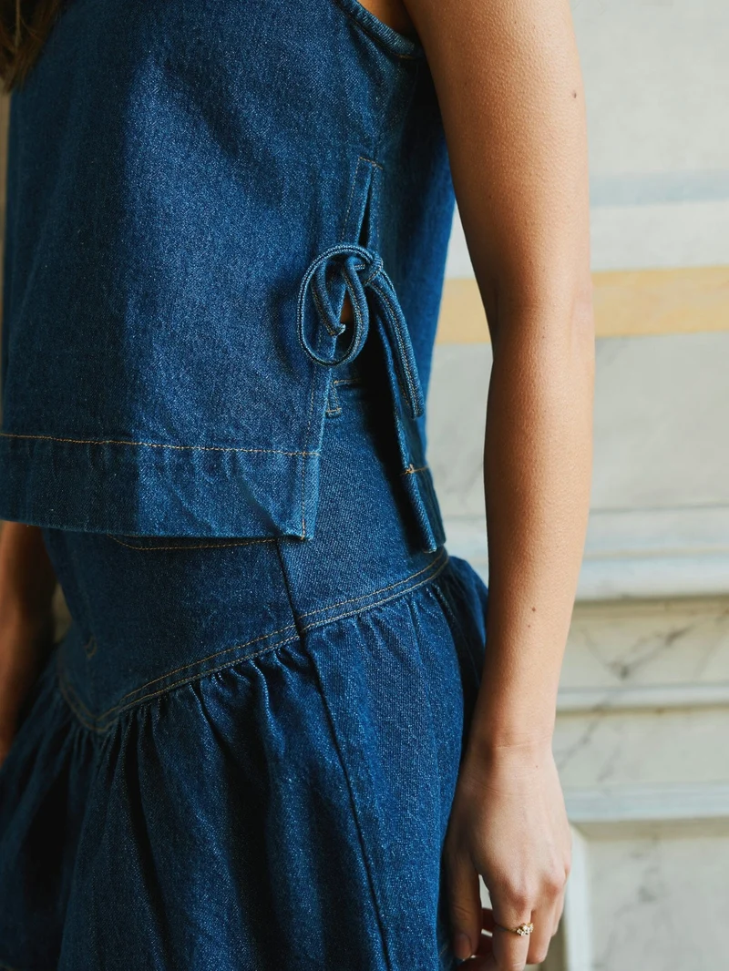 Neo Noir - Tripa Denim Frill Skirt 165971 - 140 - Blue