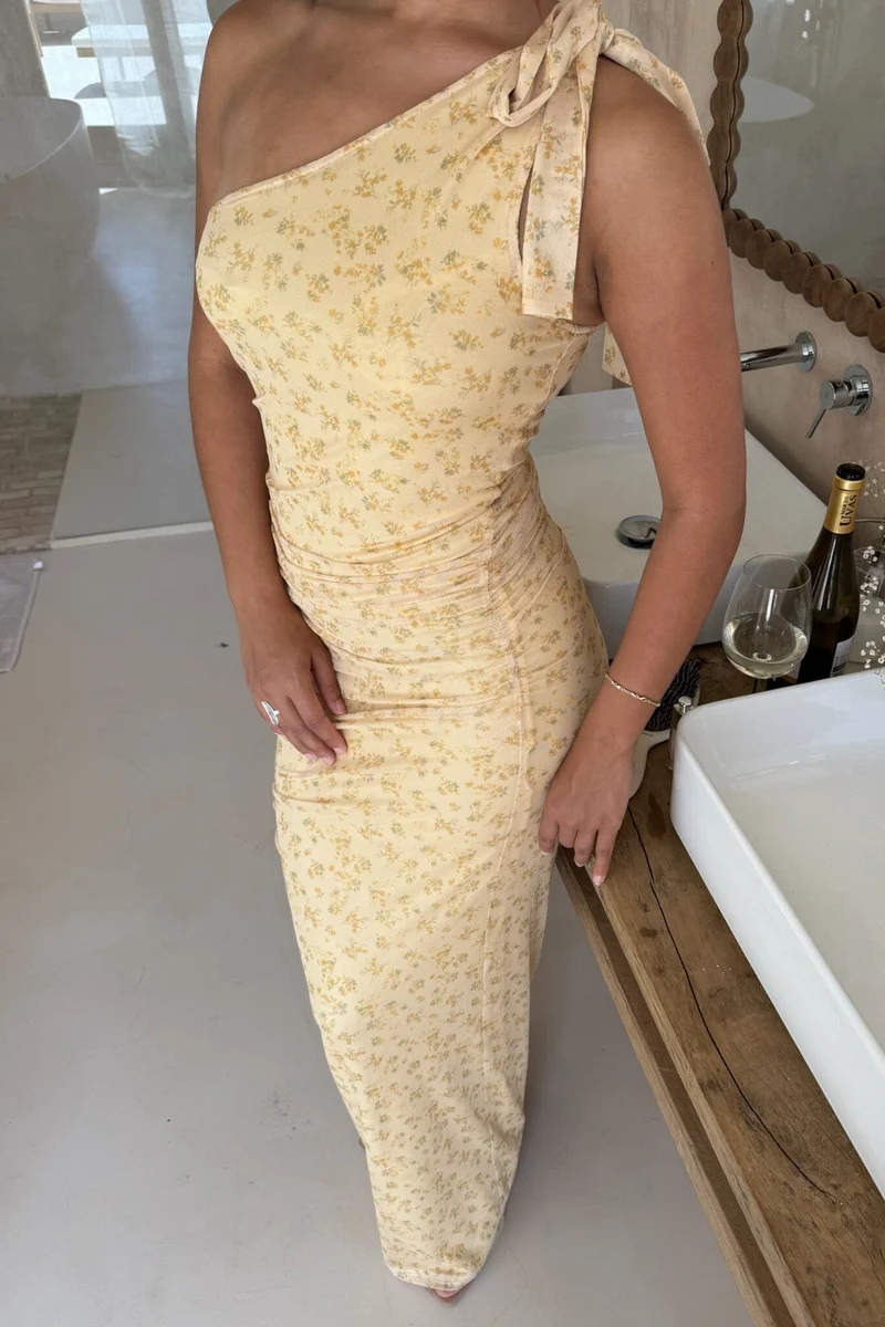BYIC - Novaic Mesh Dress A23962 - Yellow Flower Print