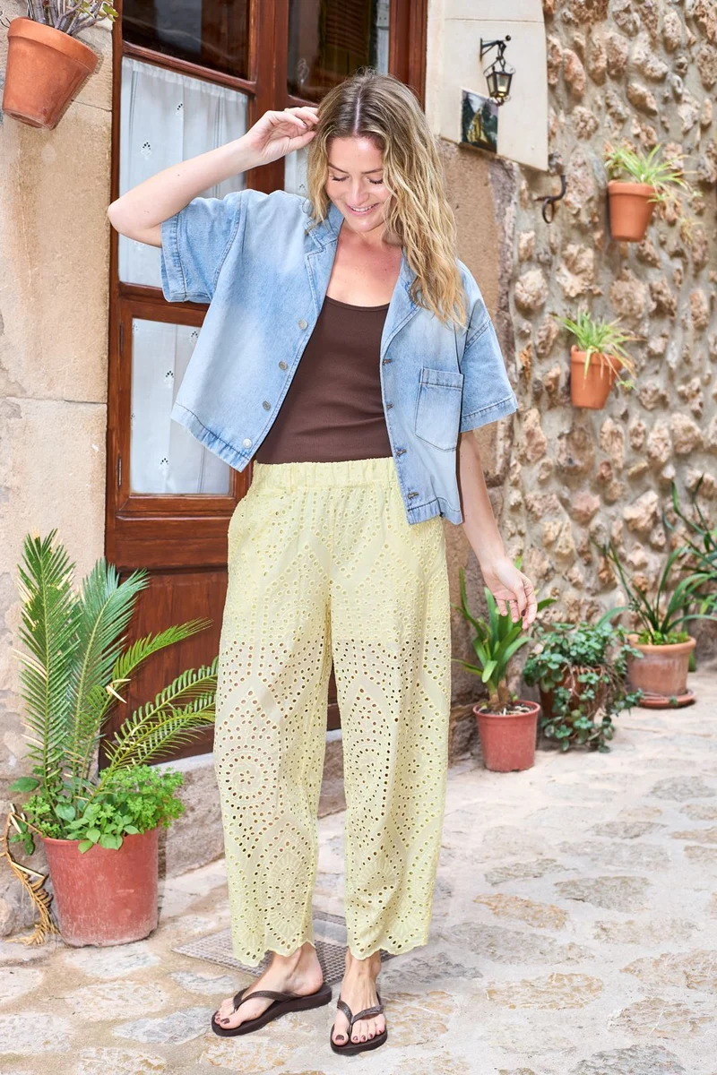 Black Colour - Bcfrey Barrel Lace Pant 41196 - Lt. Yellow