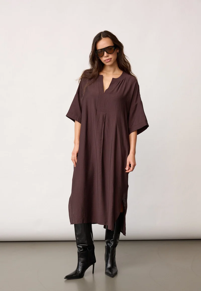 Co´Couture - Heracc Tunic V-Dress 46103 - 145 - Dark Brown