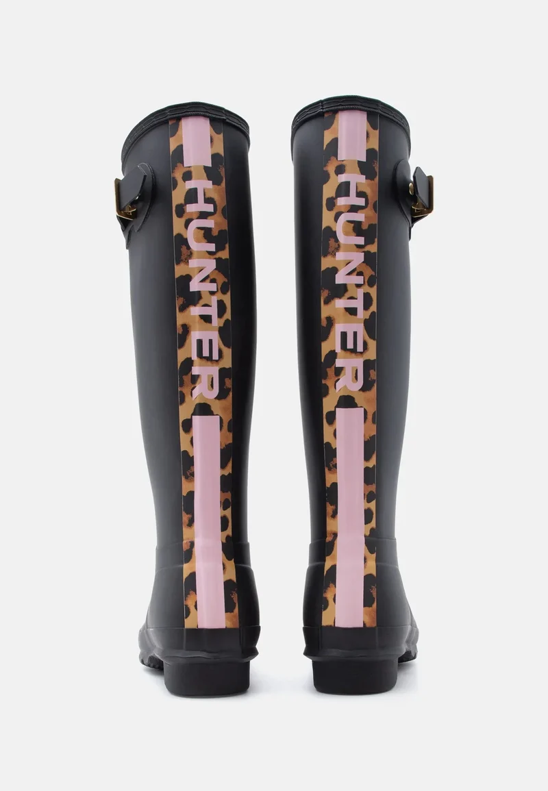 Hunter - Womens Original Tall Leopard Backstrap Hfrw0004261blk - Black