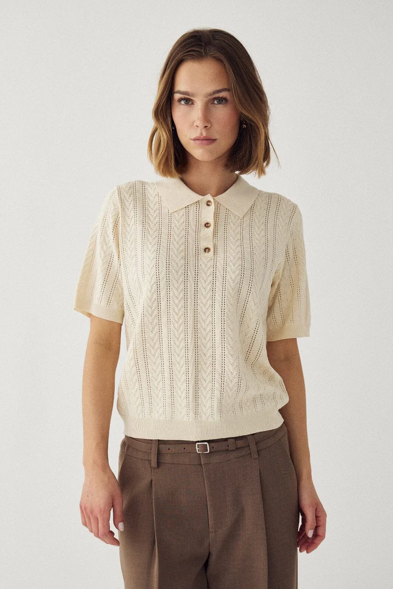 Noella - N-Mecca Knit Polo 15830001 - 974 - Ivory