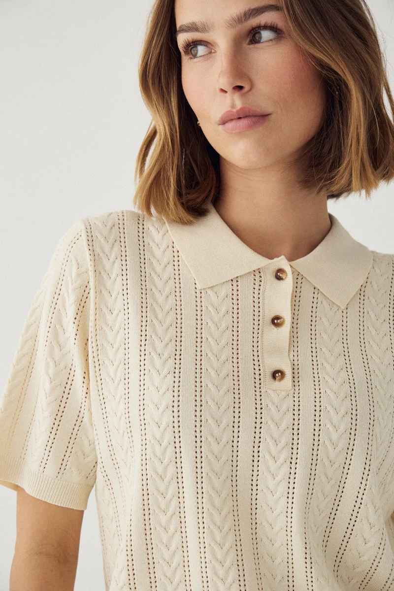 Noella - N-Mecca Knit Polo 15830001 - 974 - Ivory