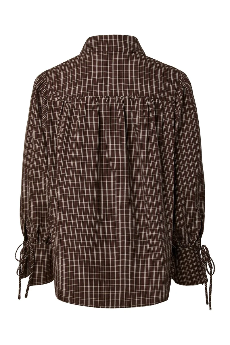 Pieces - Pcmaya June Ls Pleated Detail Shirt - 5170025 Hot Fudge Birch