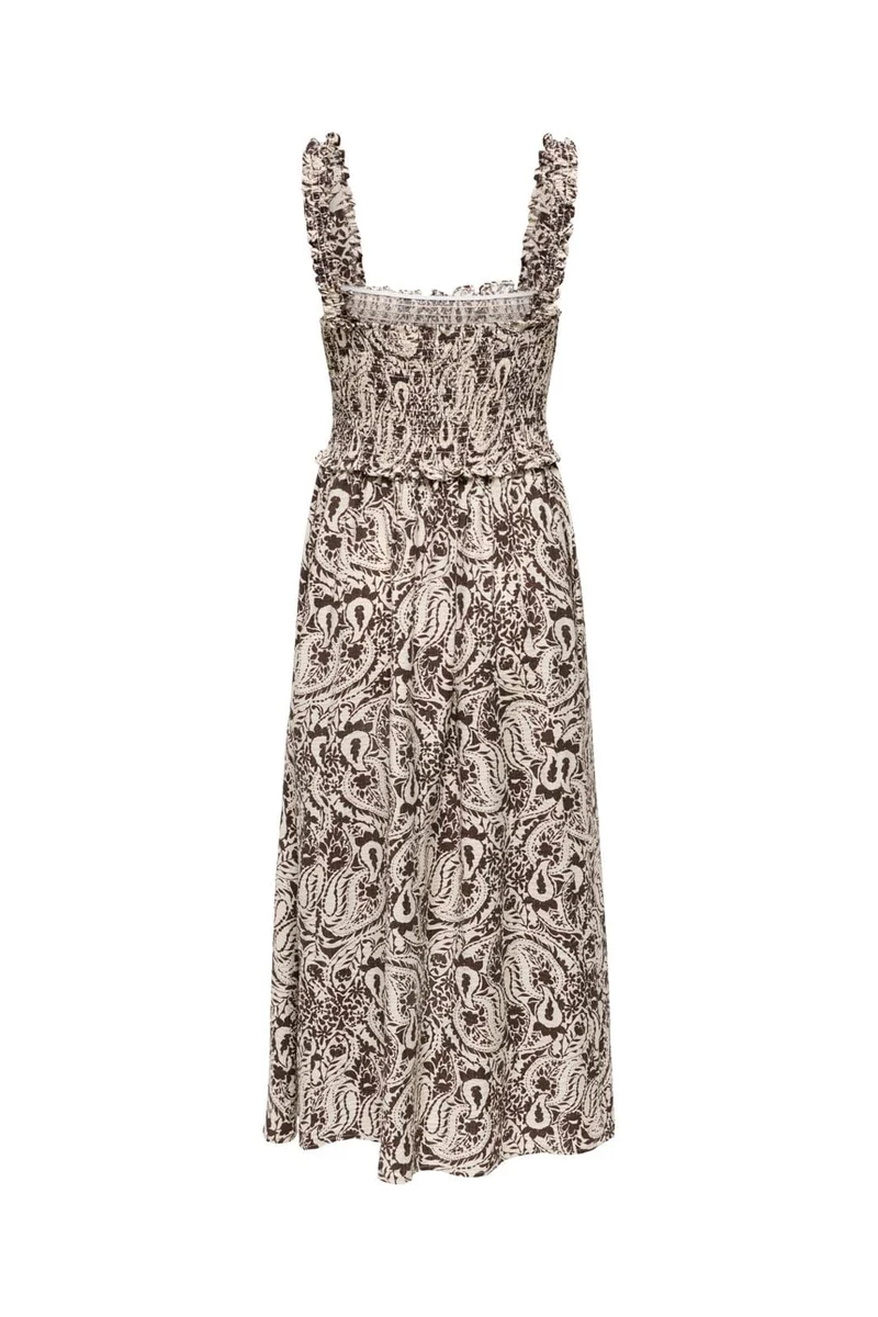 Only - Onllumira S/L Long Smock Dress - 5110265 Pumice Stone Hot Fudge Paisley