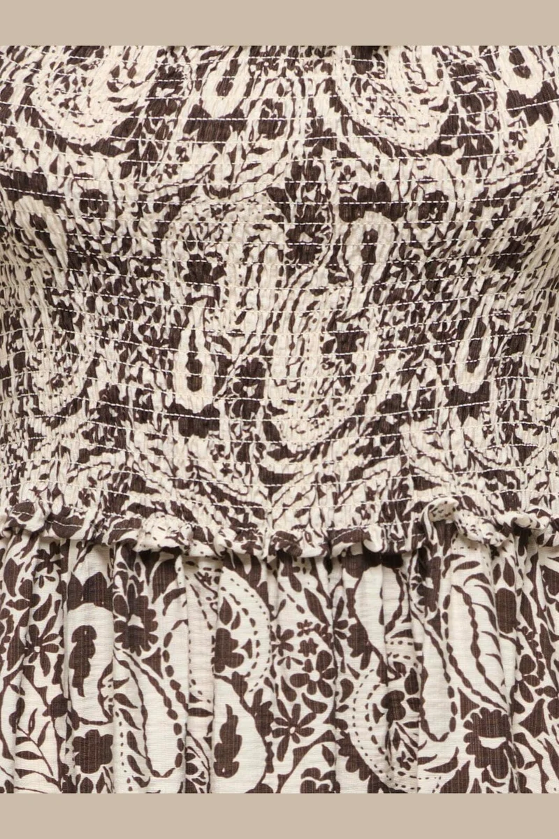 Only - Onllumira S/L Long Smock Dress - 5110265 Pumice Stone Hot Fudge Paisley