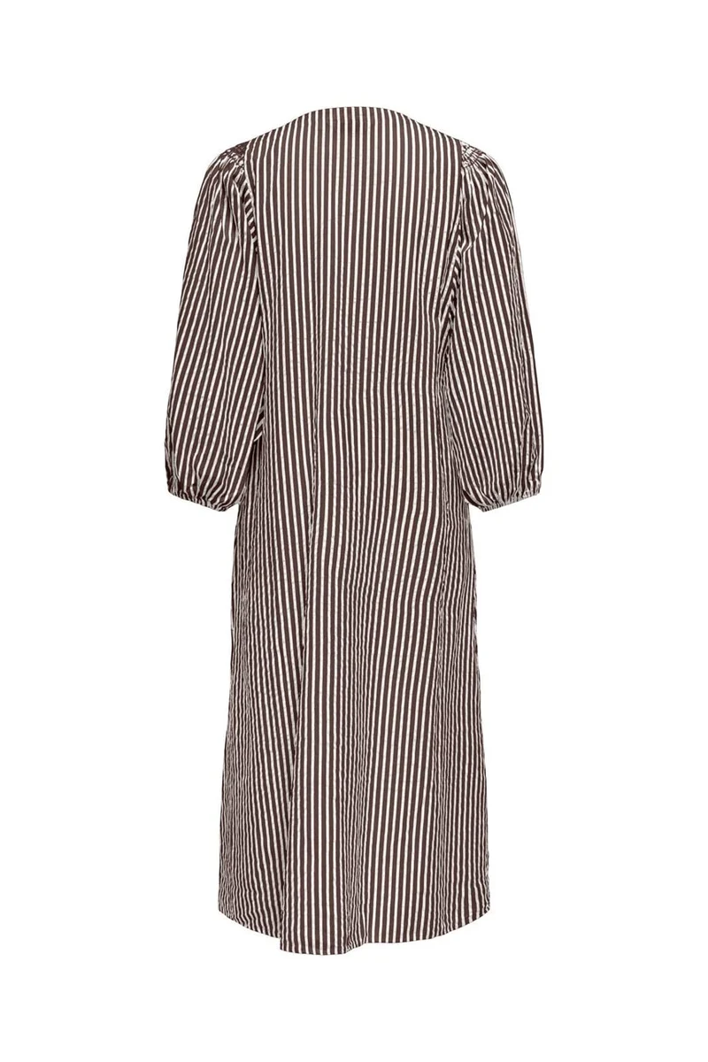 Only - Onlrolly L/S Midi Stripe Dress - 5092491 Chocolate Martini Cloud Dancer