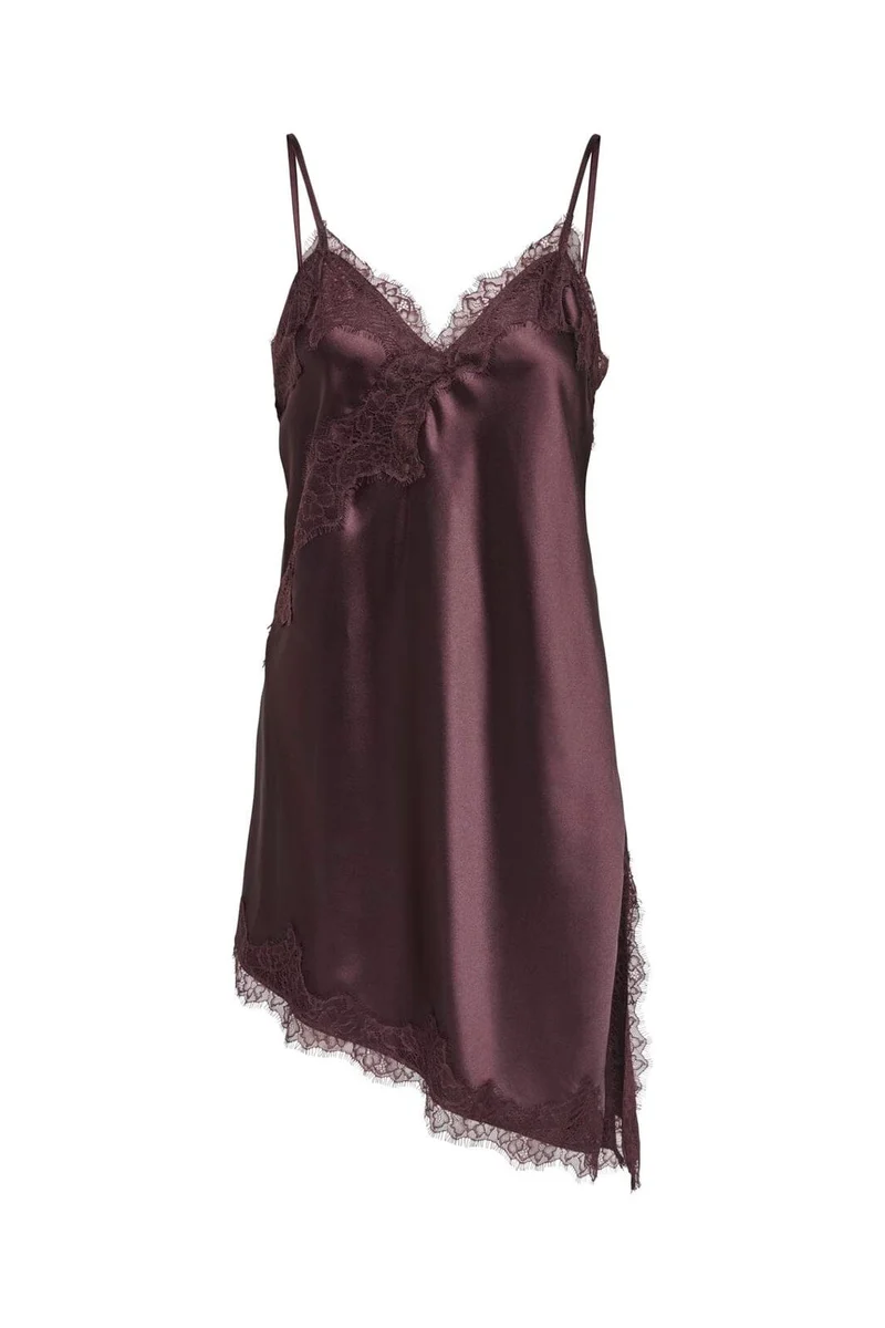 Only - Onlbella Slanted Satin Lace Dress - 5116469 Chocolate Torte Dtm Lace