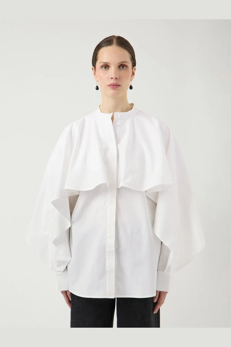 YAS - Yaslau Ls Cape Shirt - 5154671 Star White