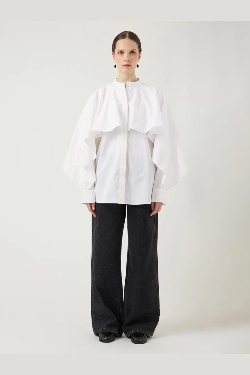 YAS - Yaslau Ls Cape Shirt - 5154671 Star White