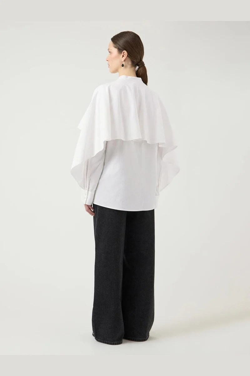 YAS - Yaslau Ls Cape Shirt - 5154671 Star White