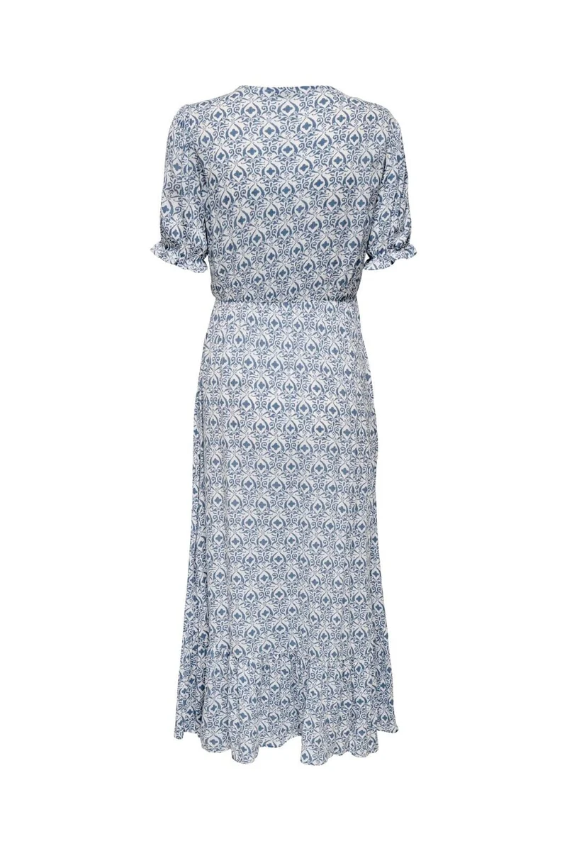 Only - Onlchianti S/S Long Dress - 4758861 Cloud Dancer Smith Blue Graphic