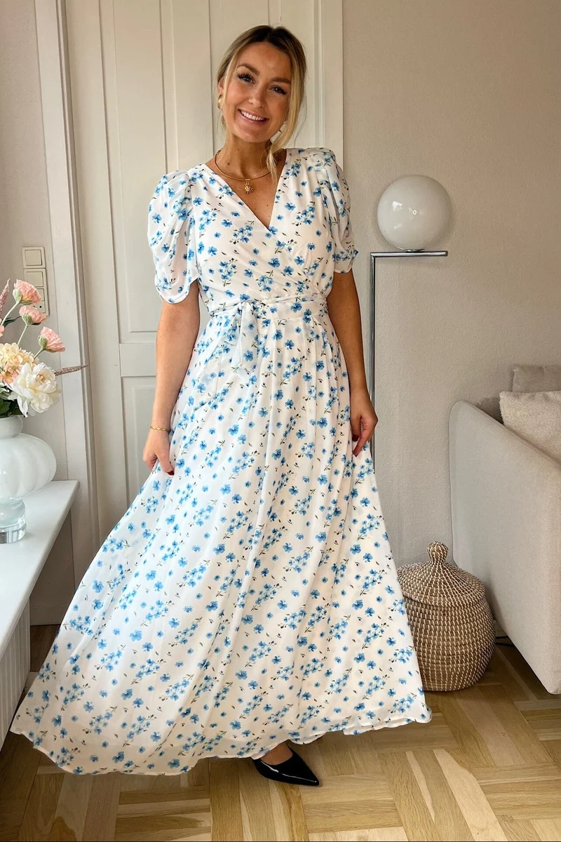 Dear Molly - Angle Wrap Dress - Blue