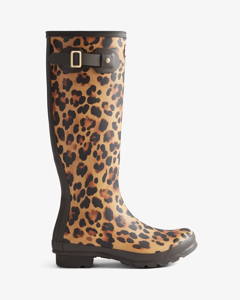 Hunter - Womens Original Tall Leopard Boot Hfrw0009261lo - Leopard Print/chocolate Brown