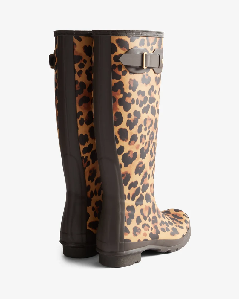 Hunter - Womens Original Tall Leopard Boot Hfrw0009261lo - Leopard Print/chocolate Brown