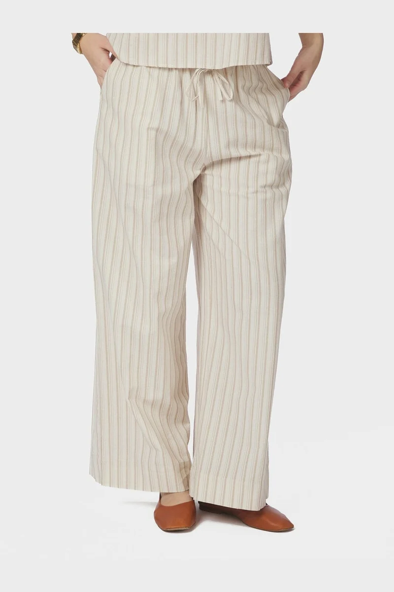 Neo Noir - Heifa Linen Stripe Pants 168335 - 213 - Sand