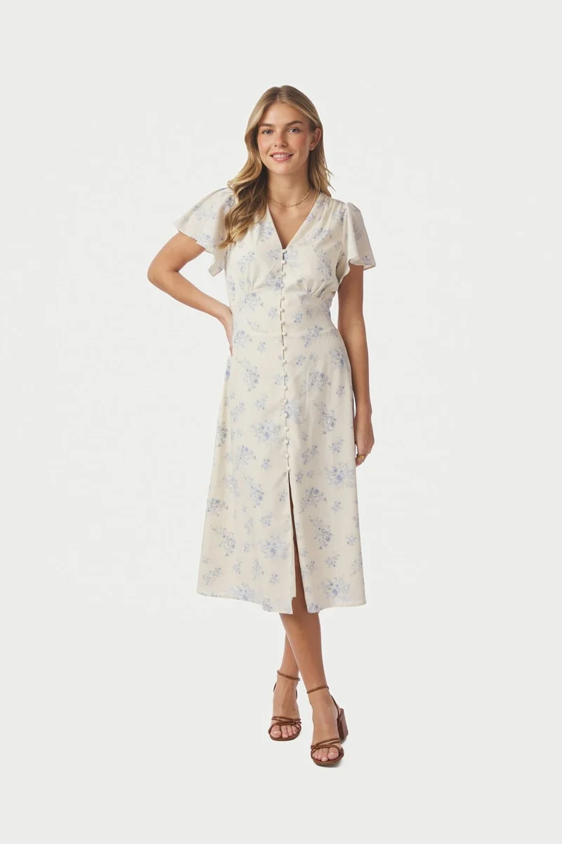 Neo Noir - Eleni Delicate Flower Dress 168875 - 122 - Creme