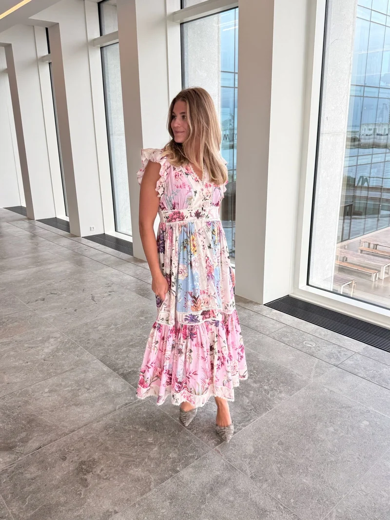 YAS - Yasmessa Long Dress Fest - 5017213 Pristine W. Ballerina/Skyway