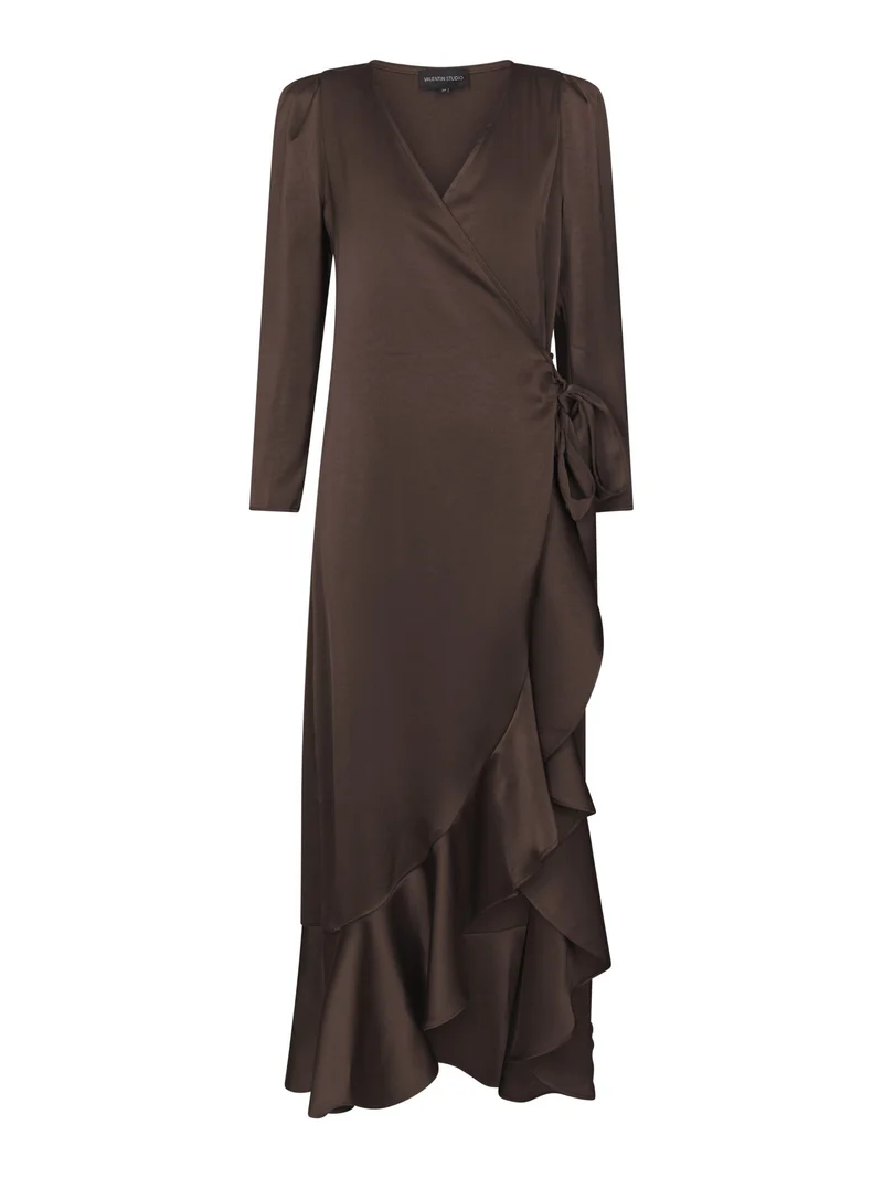 Valentin Studio - Senorita Dress Heavy Satin 167810 - 676 - Dark Brown