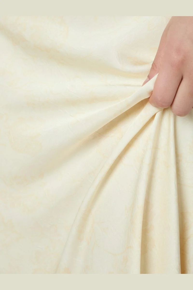Neo Noir - Fiona Pattern Satin Dress 168367 - 191 - Light Yellow