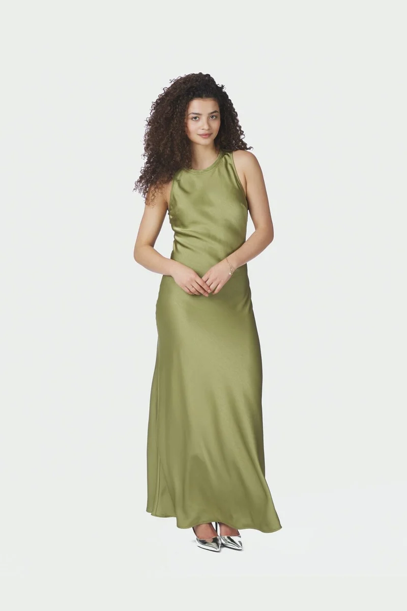 Neo Noir - Celinie Heavy Sateen Dress 165621 - 340 - Sage Green
