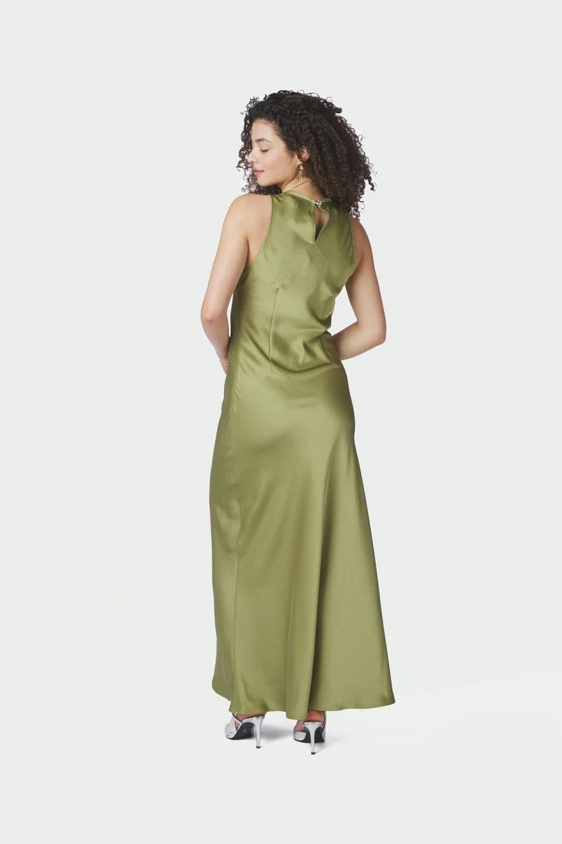Neo Noir - Celinie Heavy Sateen Dress 165621 - 340 - Sage Green