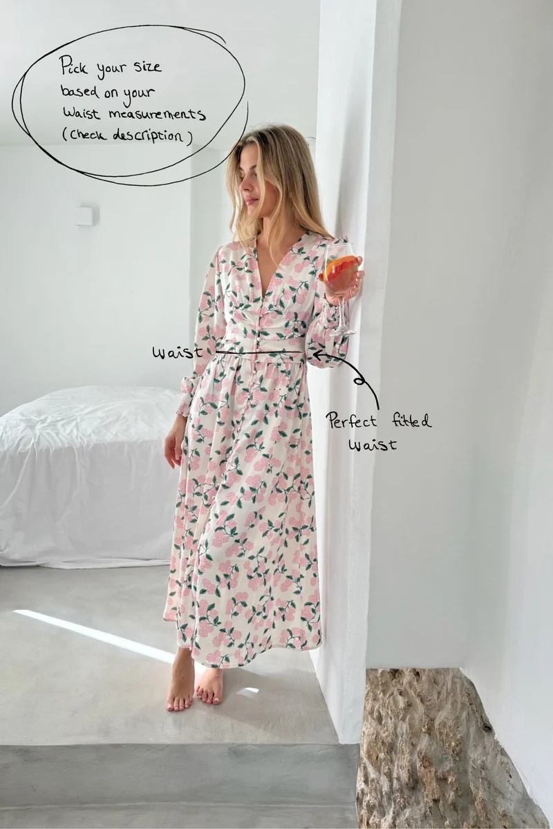 BYIC - Adelic Long Dress A2327 - Pink Hydrangea Print