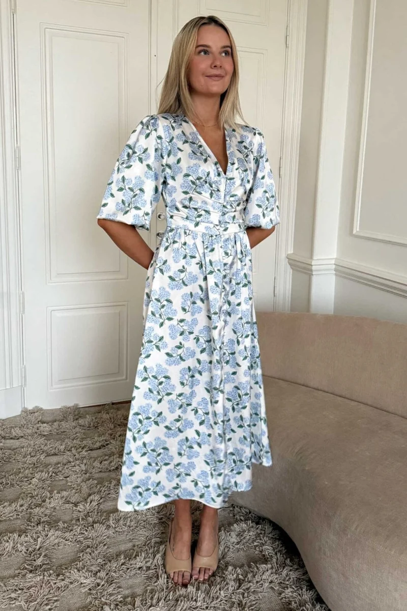 BYIC - Adelic Long Dress A2327 - Blue Hydrangea Print