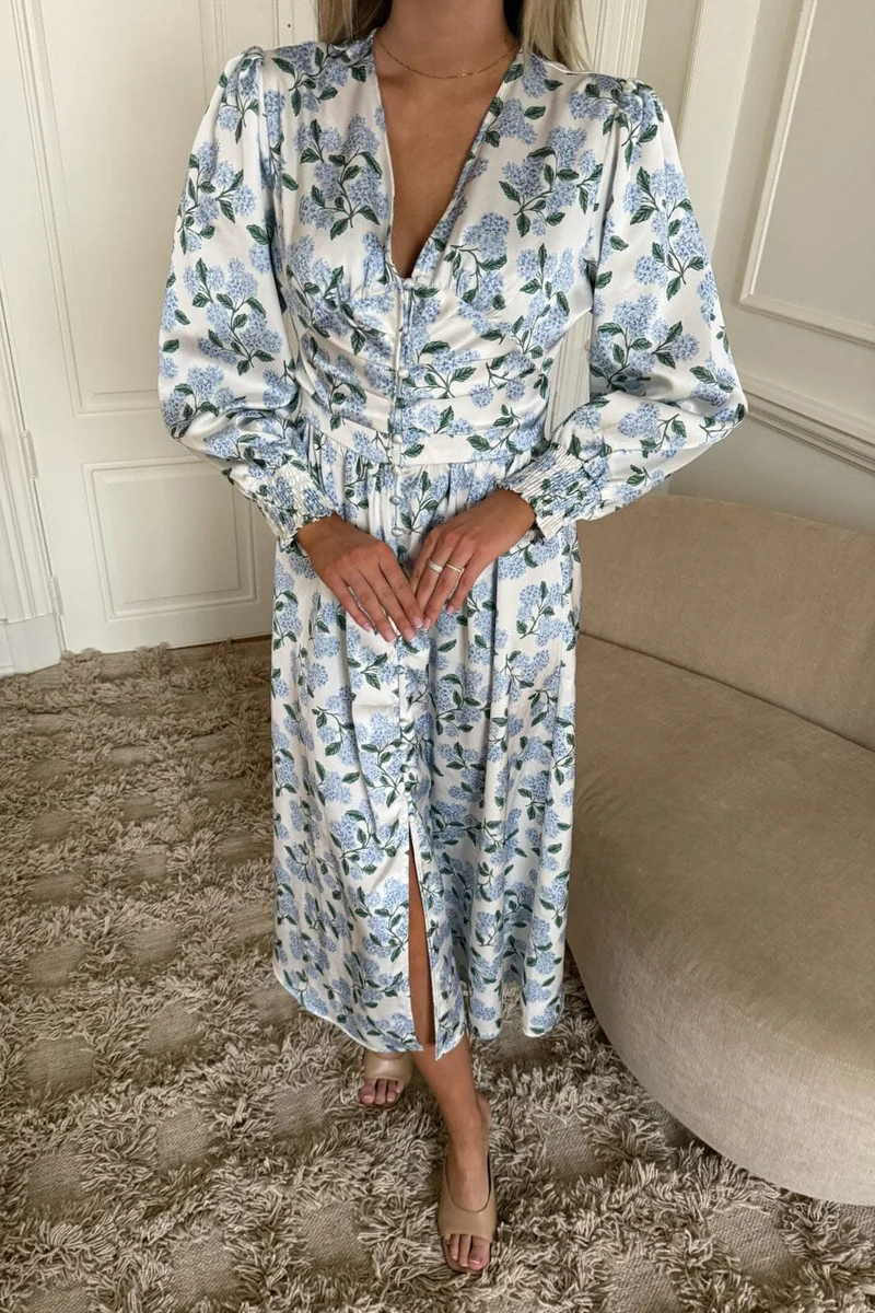 BYIC - Adelic Long Dress A2327 - Blue Hydrangea Print