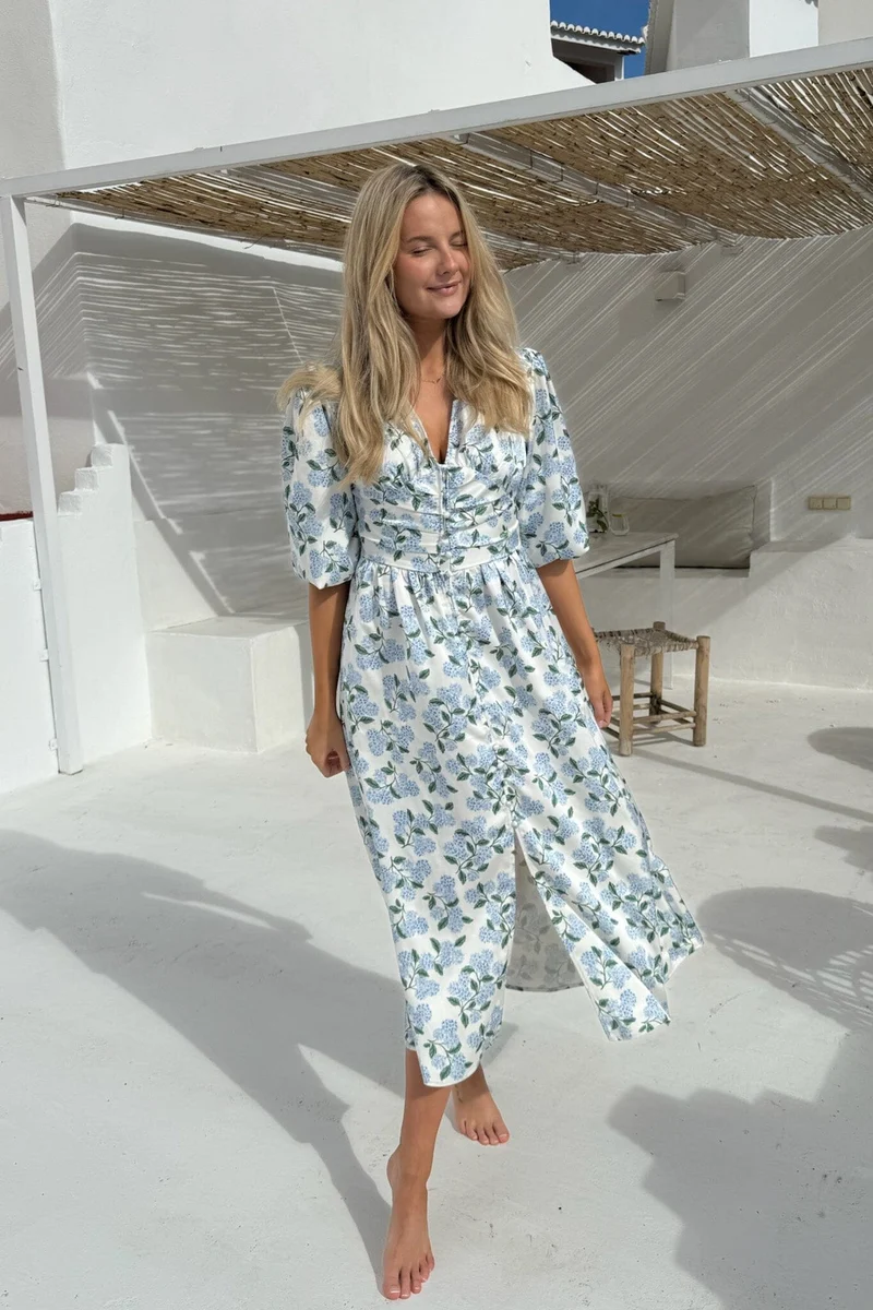 BYIC - Adelic Long Dress A2327 - Blue Hydrangea Print
