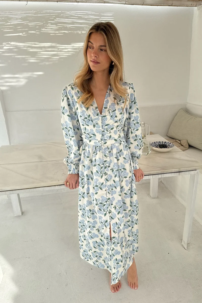 BYIC - Adelic Long Dress A2327 - Blue Hydrangea Print