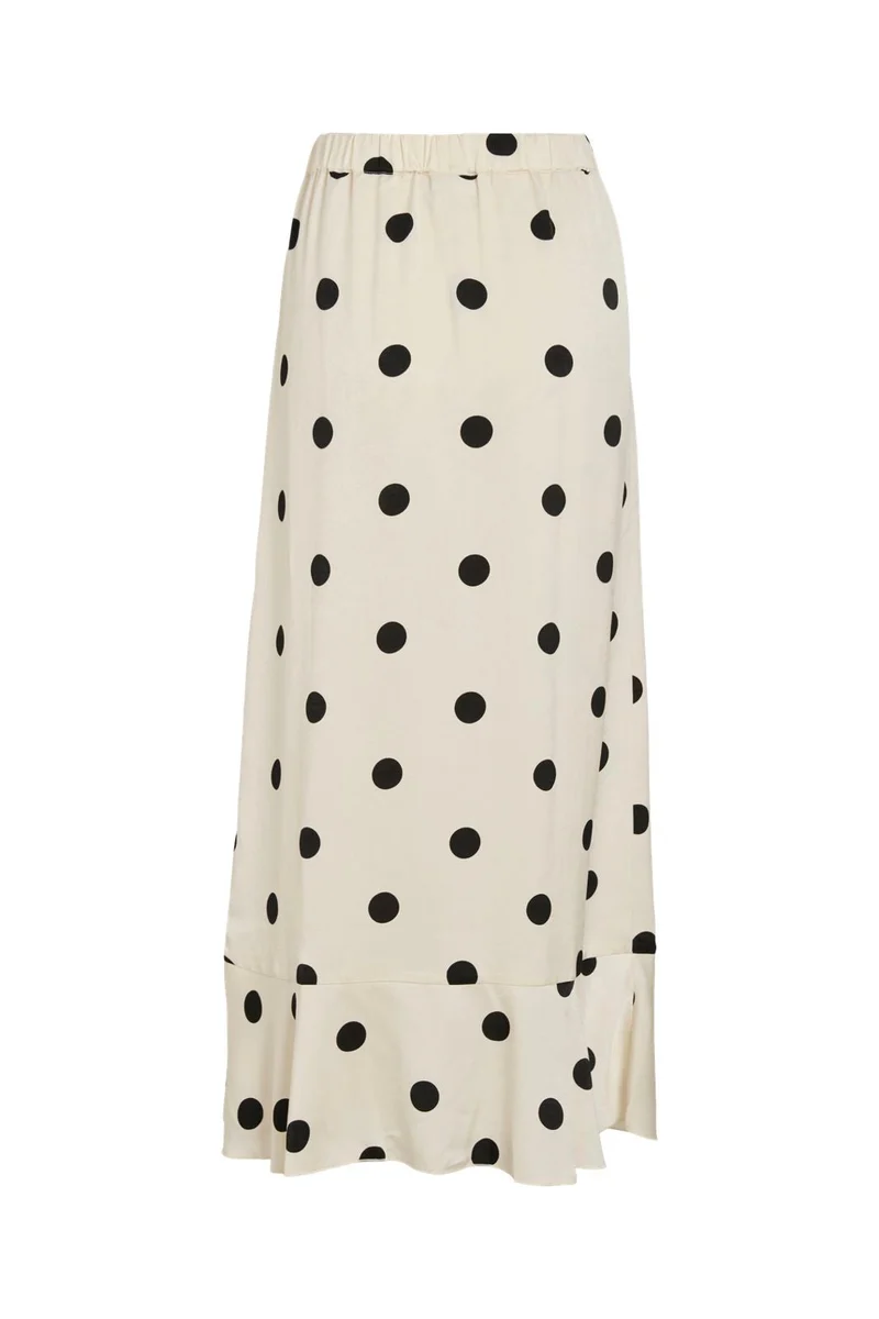 Vila - Viclaire Flounch Ankle Skirt Ro - 5052581 Birch Black Dots