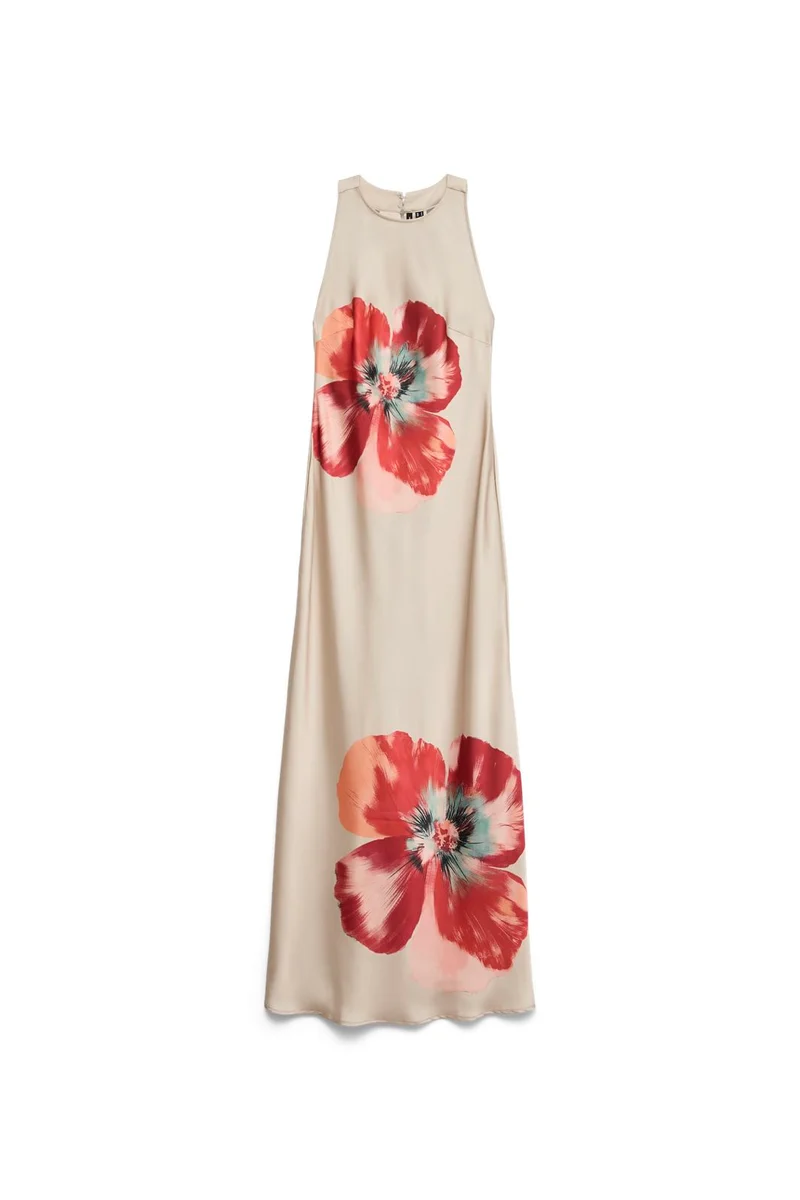 Vero Moda - Vmreba Hibisca Ankle Sl Dress - 4988246 Cement Hibisca Placement