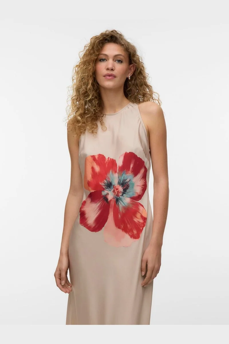 Vero Moda - Vmreba Hibisca Ankle Sl Dress - 4988246 Cement Hibisca Placement