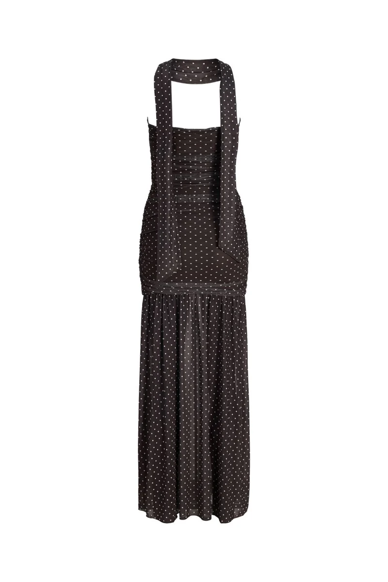 Jjxx - Jxelvira Mesh Sl Scarf Dress - 4954827 Seal Brown Dot