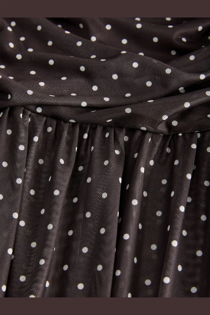 Jjxx - Jxelvira Mesh Sl Scarf Dress - 4954827 Seal Brown Dot