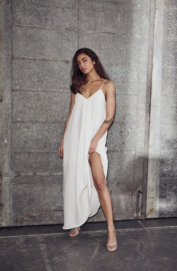 Haute L'Amitié - Corsica Pleat Strap Dress HL10649 - White