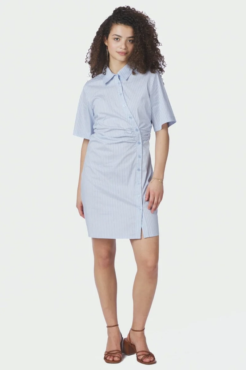 Neo Noir - Jas Stripe Shirt Dress 169489 - 145 - Light Blue