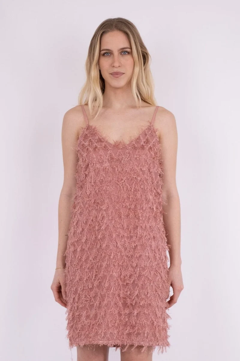 Neo Noir - Lilja Fringe Dress - Dusty Rose