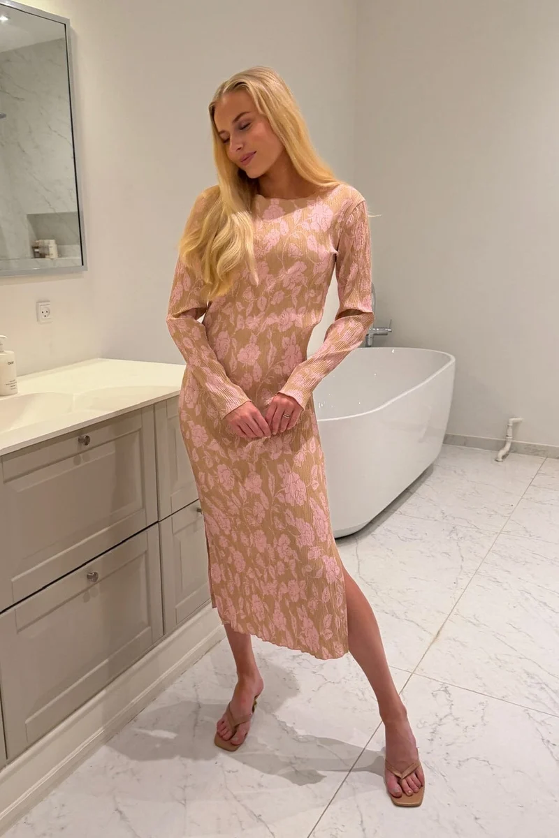 BYIC - Odaic Dress A1015 - Beige Pink Blossom