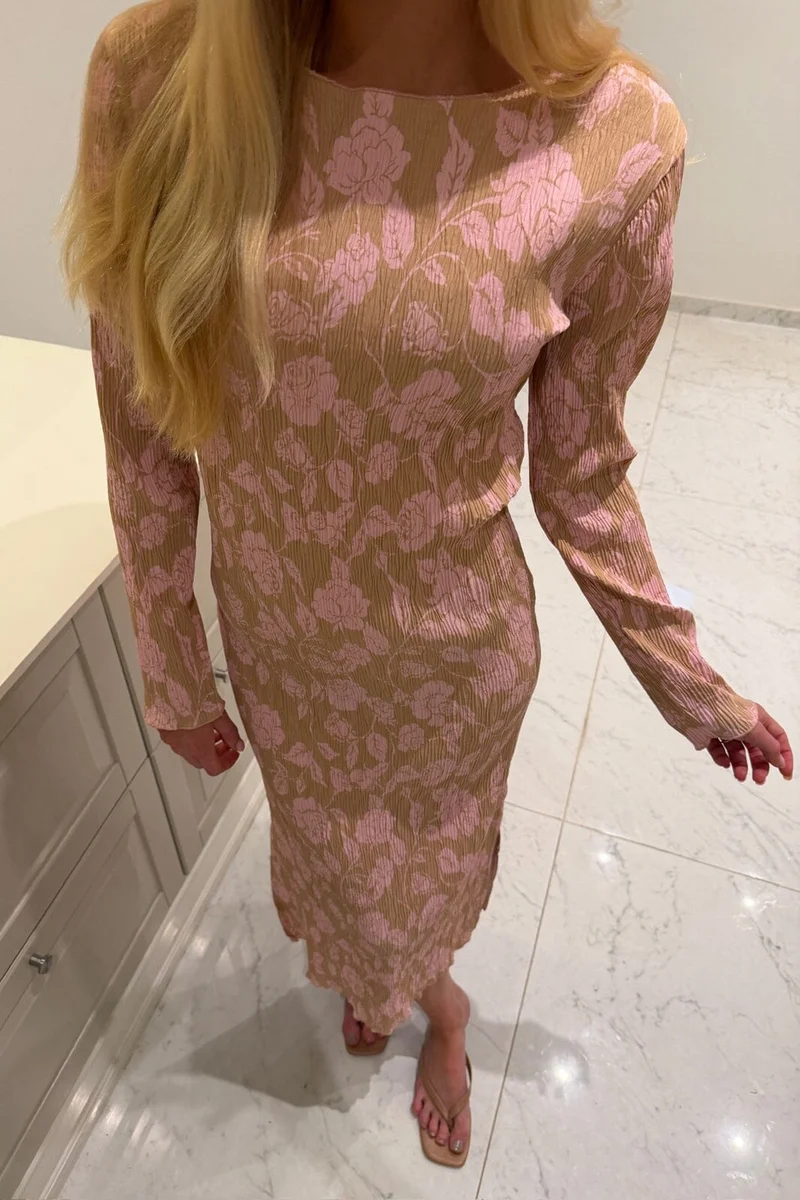 BYIC - Odaic Dress A1015 - Beige Pink Blossom