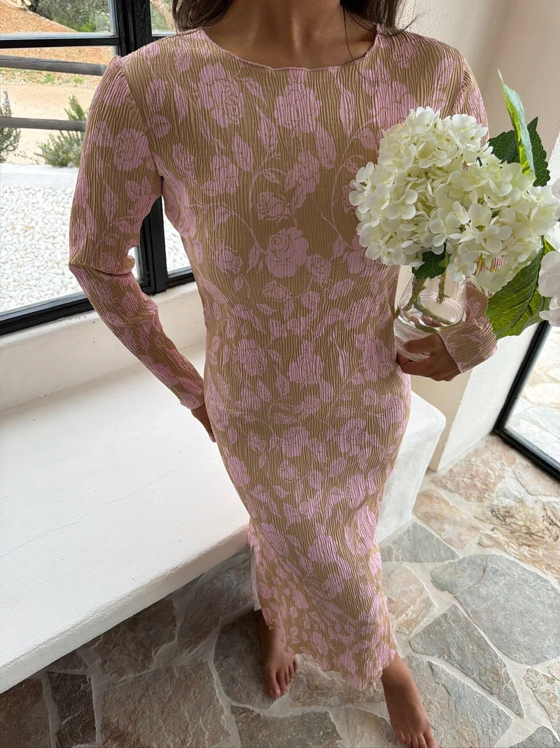 BYIC - Odaic Dress A1015 - Beige Pink Blossom