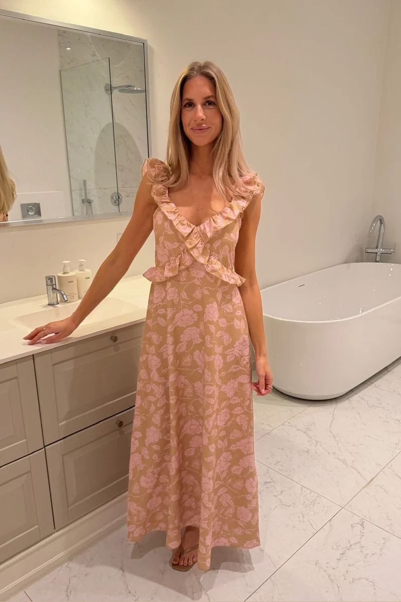 BYIC - Melbaic Dress A23117 - Beige Pink Blossom