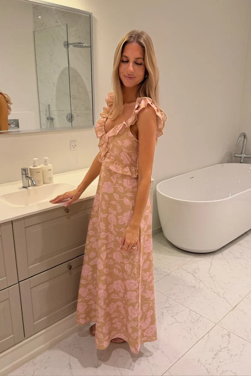 BYIC - Melbaic Dress A23117 - Beige Pink Blossom