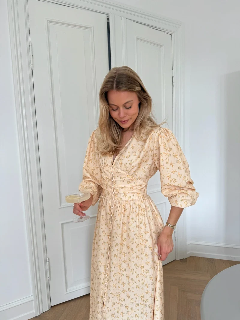 BYIC x Molly&My - Adelic Long Dress A2327 - Yellow Flower Print