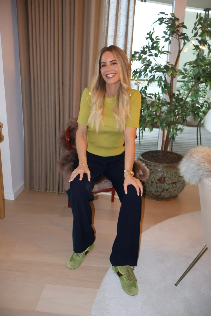 Valentin Studio - Gold Button Knit T-Shirt 160916 - 261 - Lime Green