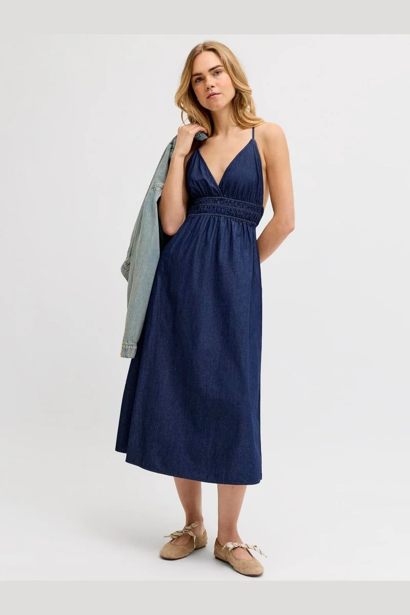 Jjxx - Jxdebby Chambrey Sl Dress - 4954872 Dark Blue Denim