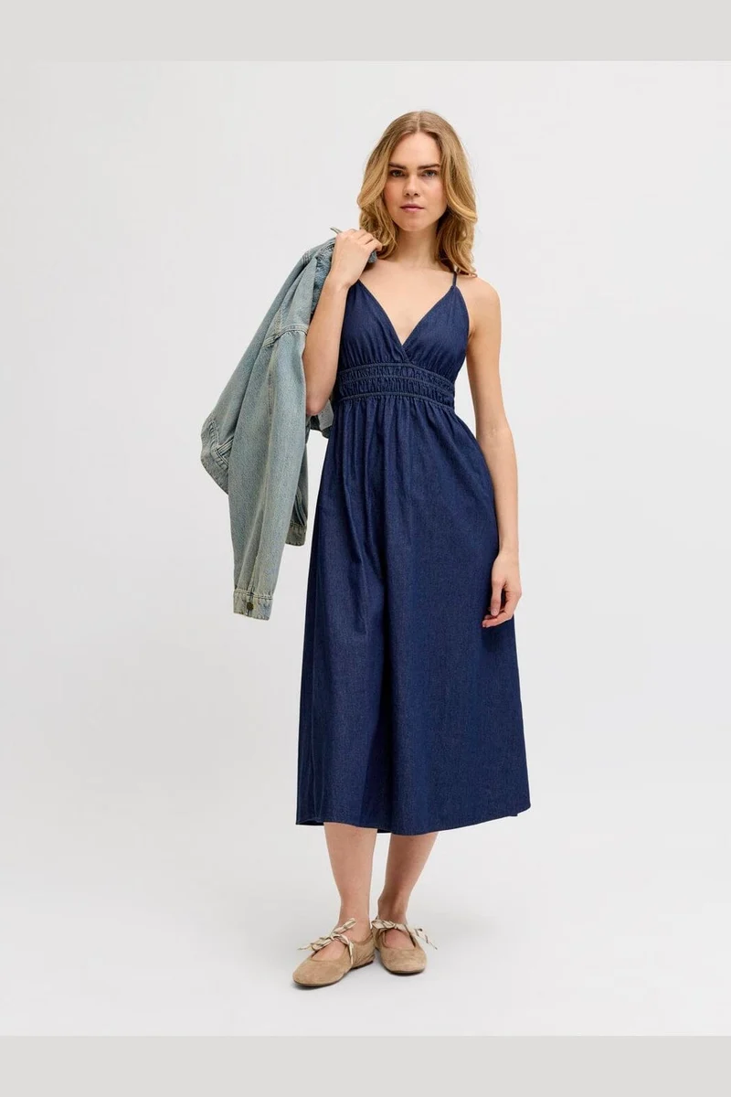 Jjxx - Jxdebby Chambrey Sl Dress - 4954872 Dark Blue Denim
